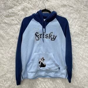 Vintage Looney Tunes Frisky Penelope Hooded Fleece Pullover Blue Size Medium